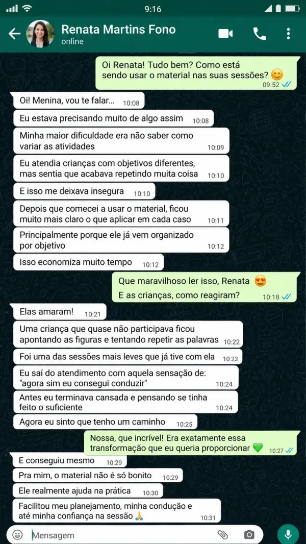 Conversa de psicopedagoga pelo WhatsApp