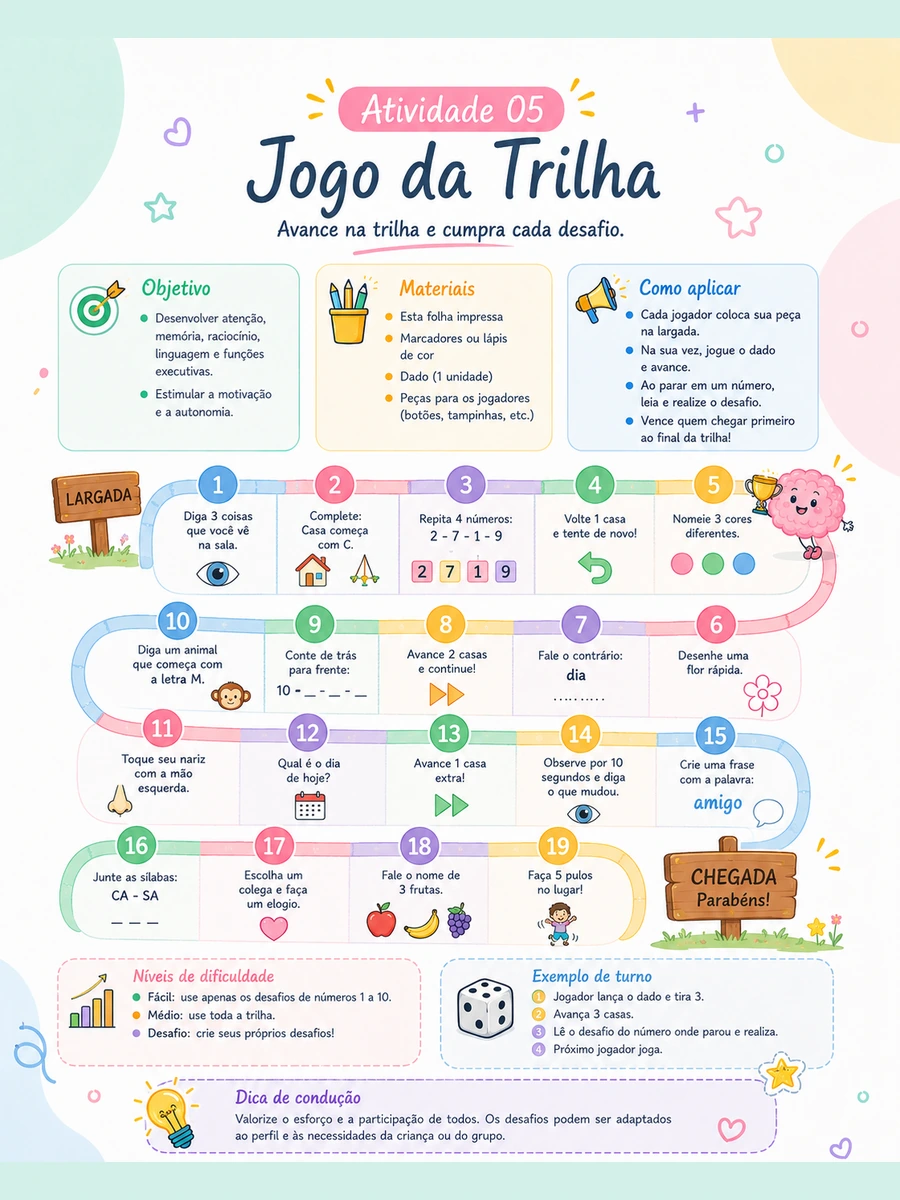 Jogo da trilha para funções executivas